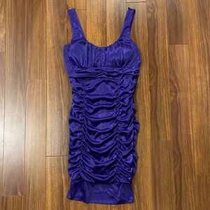 Deb Vibrant Purple Ruched Mini Dress